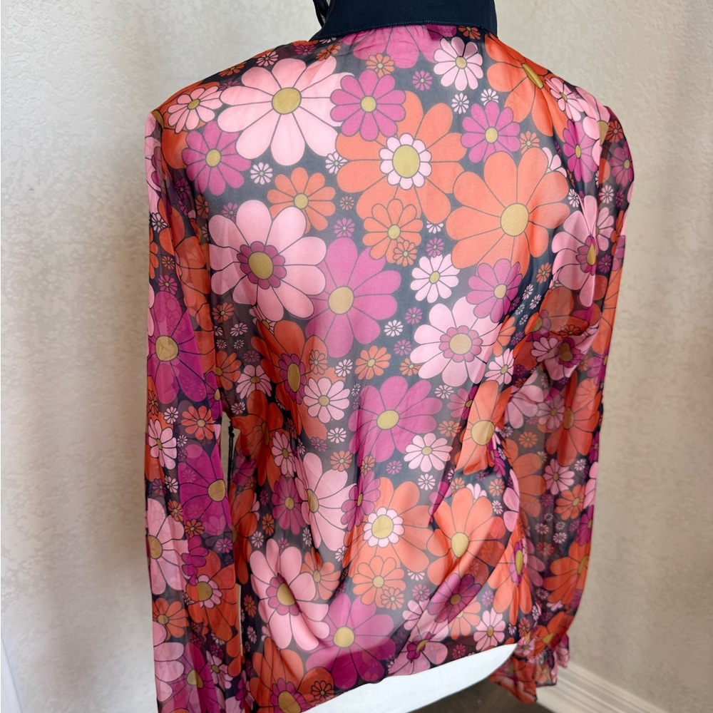 Floral Ruffle Sheer Blouse - Picture 2 of 5